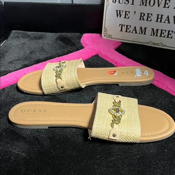 Guess Women's Gold Slide Sandals - Picture 4 of 4